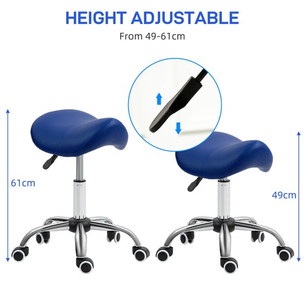 HOMCOM Saddle Stool, Height Adjustable Salon Chair for Massage Spa, Faux Leather, Brown Aosom UK