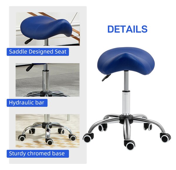 HOMCOM Saddle Stool, Height Adjustable Salon Chair for Massage Spa, Faux Leather, Brown Aosom UK
