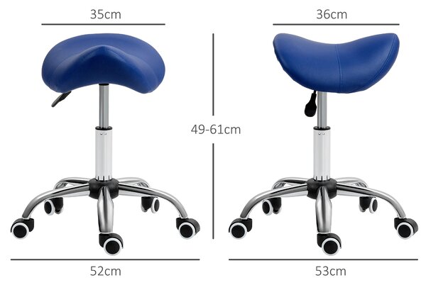 HOMCOM Saddle Stool, Height Adjustable Salon Chair for Massage Spa, Faux Leather, Brown Aosom UK