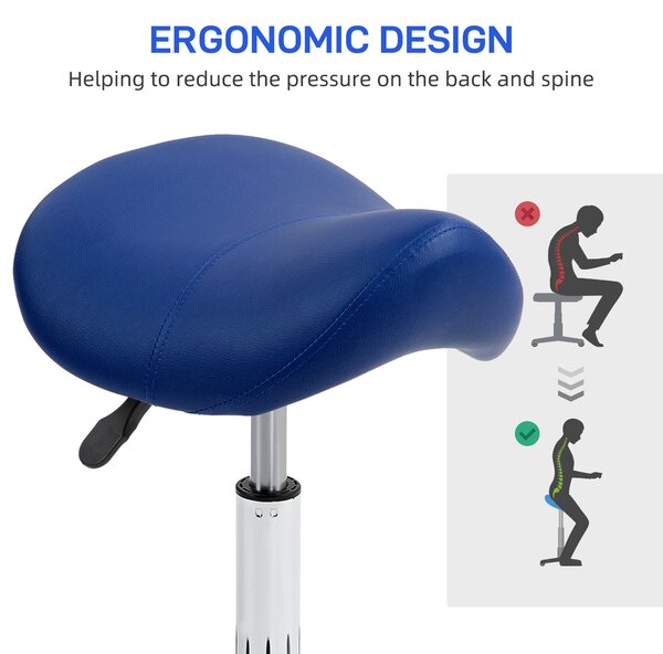 HOMCOM Saddle Stool, Height Adjustable Salon Chair for Massage Spa, Faux Leather, Brown Aosom UK