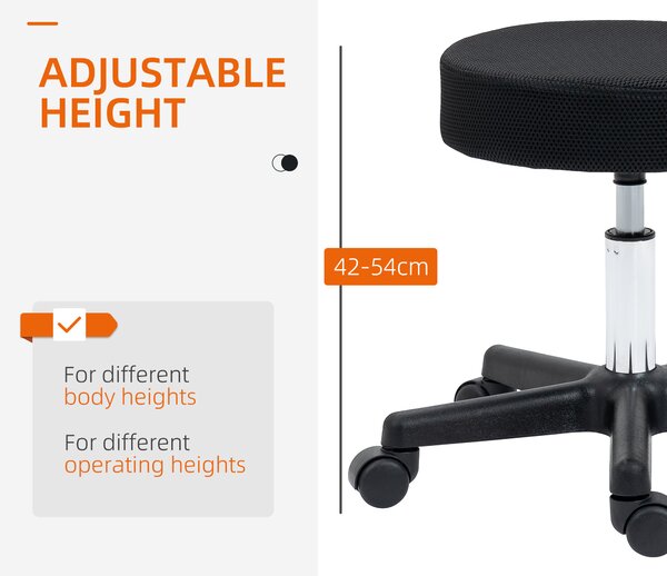 HOMCOM Hydraulic Swivel Salon Spa Stool Height Adjustable Facial Massage Tattoo with 3 Changeable Seat Covers, Black
