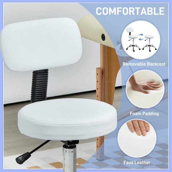 HOMCOM 360° Swivel Seat Salon Stool - White