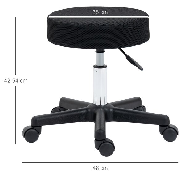 HOMCOM Hydraulic Swivel Salon Spa Stool Height Adjustable Facial Massage Tattoo with 3 Changeable Seat Covers, Black