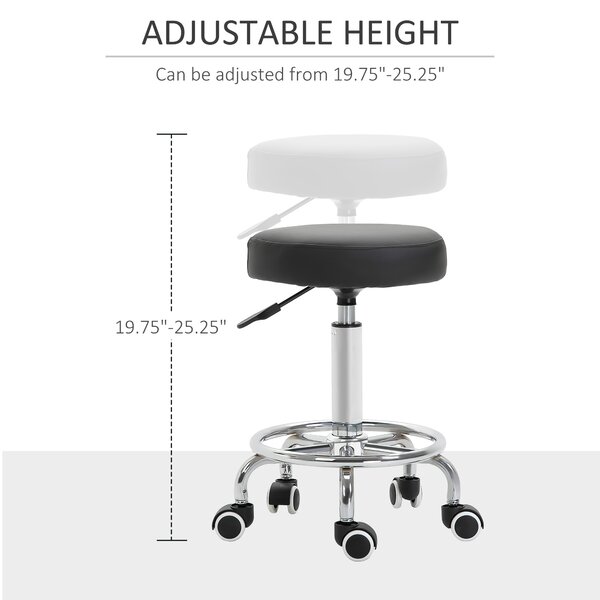 HOMCOM PU Leather Height Adjustable Swivel Salon Stool Black Aosom UK