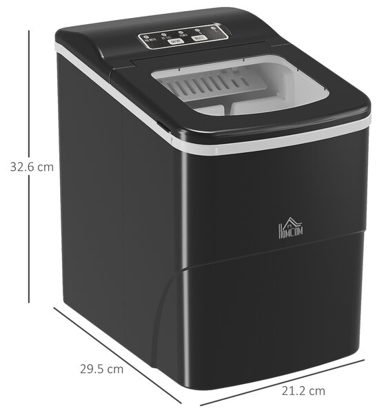 Ice Maker Countertop Portable Bullet Ice Cube Machine 12kg/24H Production Automatic Cleaning Visible Window Scoop and Basket Black by HOMCOM