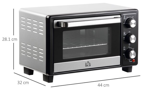 HOMCOM Convection Mini Oven, 16L Countertop Electric Grill, Toaster Oven w/ Adjustable Temperature, 60 Min Timer, Crumb Tray, 1400W Aosom UK