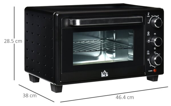 HOMCOM Mini Oven, 21L Countertop Electric Grill, Toaster Oven with Adjustable Temperature, Timer, Baking Tray and Wire Rack, 1400W Aosom UK