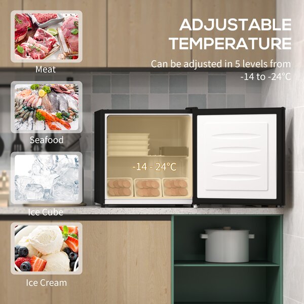 HOMCOM 35L Mini Freezer, -24℃ to -14℃ Temperature - Black Aosom UK