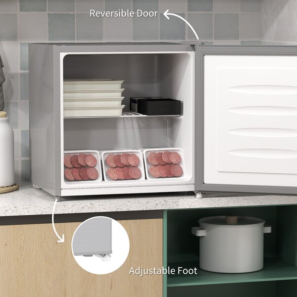 HOMCOM 35L Mini Freezer with Adjustable Temperature -24℃ to -14℃, Compact Freezer for Home, Grey Aosom UK