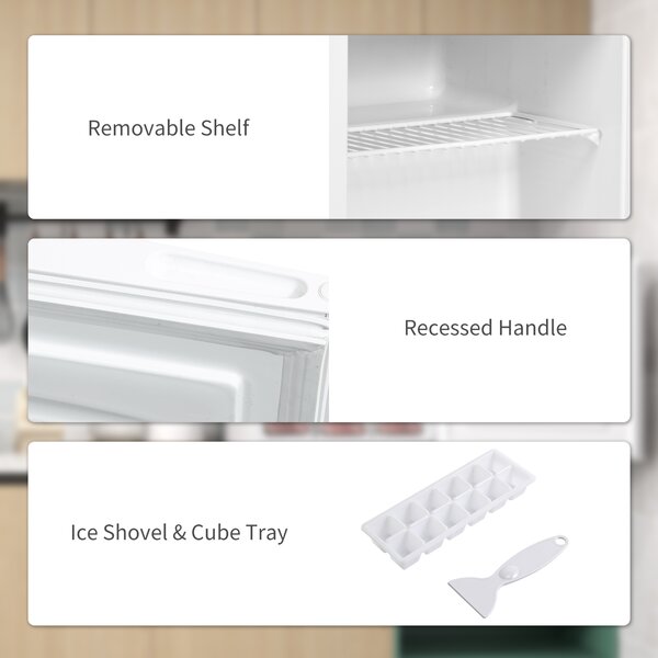 HOMCOM 35L Mini Freezer with Reversible Door and Removable Shelf, Compact Freezer, White Aosom UK