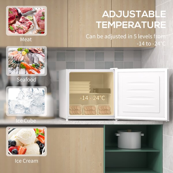 HOMCOM 35L Mini Freezer with Reversible Door and Removable Shelf, Compact Freezer, White Aosom UK