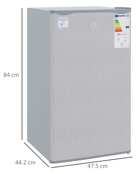 HOMCOM Under Counter Fridge Freezer Small Fridge for Singles Tiny Fridge for Flatshare Mini Fridge Kitchen Corner 91L Freestanding Chiller Box Adjustable Thermostat 47.5cm Grey Aosom UK
