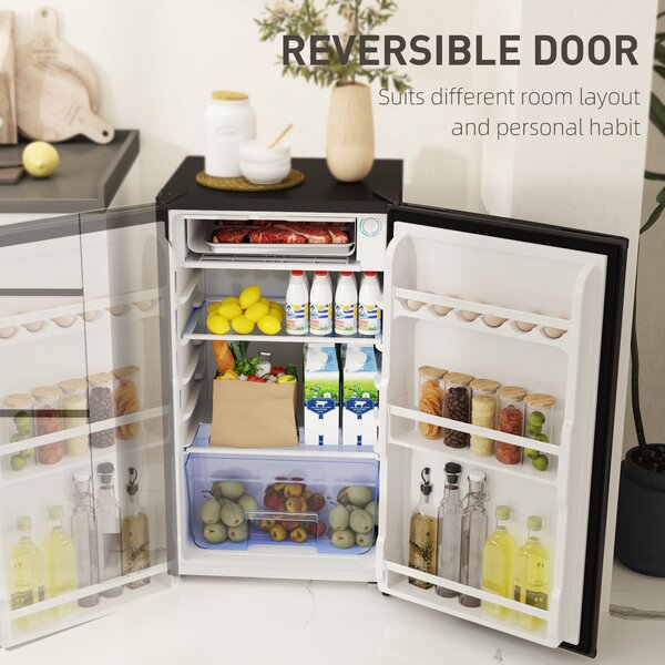 HOMCOM 91L Freestanding Under-Counter Fridge with Lock, Black Aosom UK