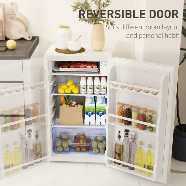 HOMCOM Small under counter fridge Compact under counter fridge Under counter fridge with lock 91L Freestanding White Aosom UK