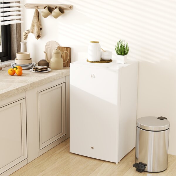 HOMCOM Small under counter fridge Compact under counter fridge Under counter fridge with lock 91L Freestanding White Aosom UK