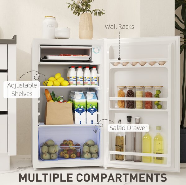 HOMCOM Small under counter fridge Compact under counter fridge Under counter fridge with lock 91L Freestanding White Aosom UK