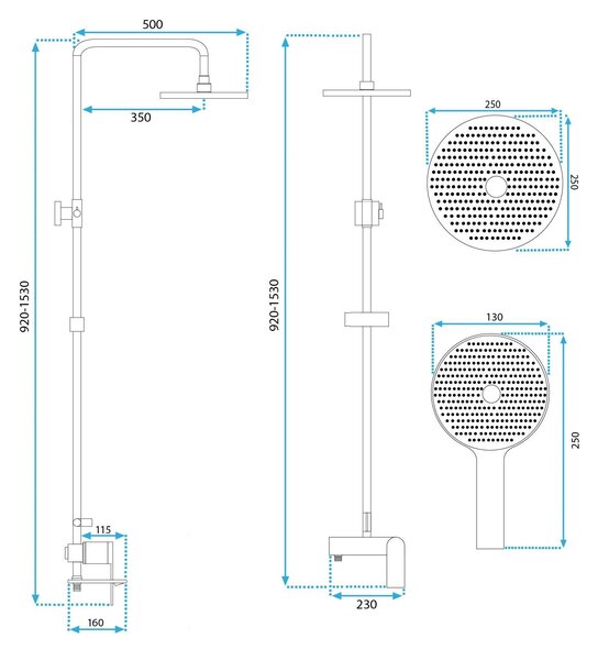 Shower set REA AVALON GOLD