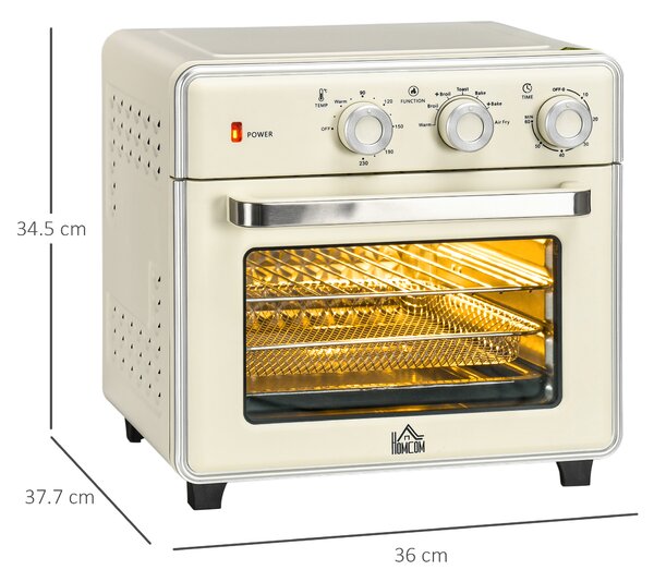 HOMCOM 7-in-1 Toaster Oven, 20L 4-Slice Convection Oven with Warm, Broil, Toast, Bake, Air Fryer, 60min Timer and Adjustable Thermostat