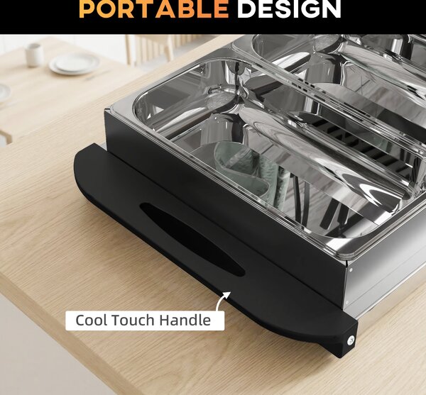 HOMCOM 4 Tray Electric Food Warmer Buffet Server with Plate Warmer Function, Cool Touch Handles, Adjustable Temperature, 300W Aosom UK