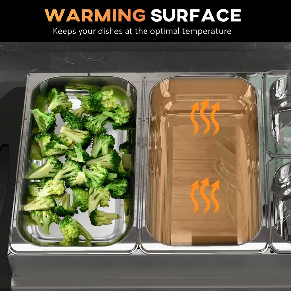 HOMCOM 4 Tray Electric Food Warmer Buffet Server with Plate Warmer Function, Cool Touch Handles, Adjustable Temperature, 300W Aosom UK
