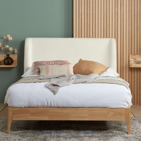 Halfden Wooden Bed Frame, Boucle