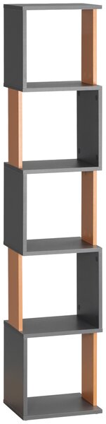 HOMCOM 5-Tier Bookshelf Modern Freestanding Storage Shelving for Living Room, Study, Dark Grey