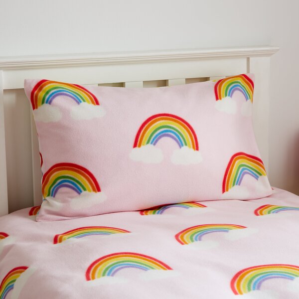 Catherine Lansfield Rainbow Hearts Cosy Fleece Reversible Duvet Cover & Pillowcase Set