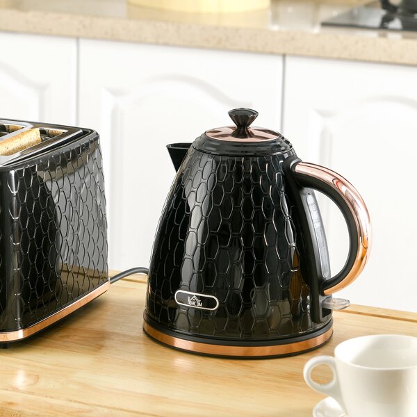 HOMCOM Electric Kettle, 1.7L, Fast Boil, 3kW Water Kettle with Removable Washable Anti-scale Filter, Auto Shut-off, 360° Swivel, Black Aosom UK