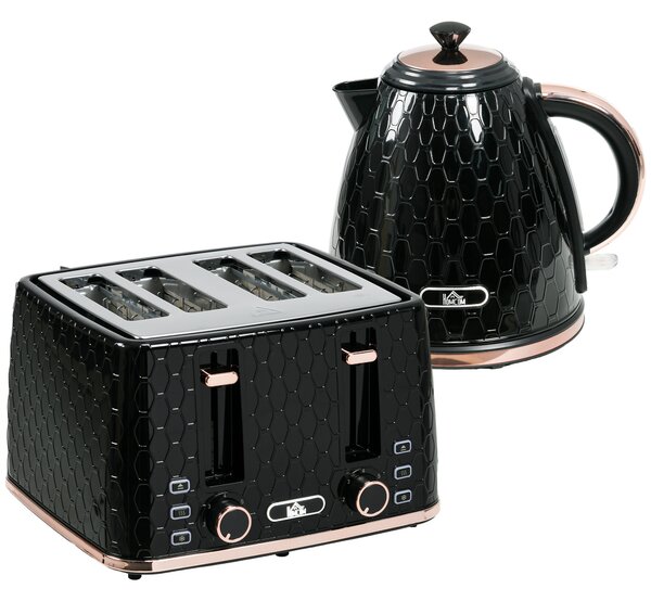 HOMCOM Electric Kettle, 1.7L, Fast Boil, 3kW Water Kettle with Removable Washable Anti-scale Filter, Auto Shut-off, 360° Swivel, Black Aosom UK