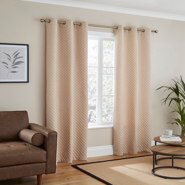 Padded Corduroy Eyelet Curtain Natural