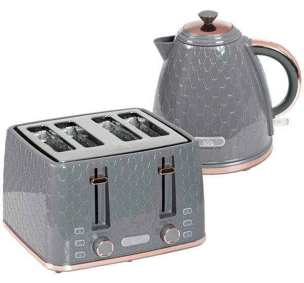 HOMCOM 3kW Rapid Boil Honeycomb Kettle - Grey