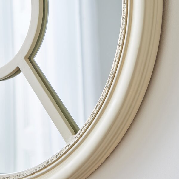 Sandstone Washed Window Round Wall Mirror