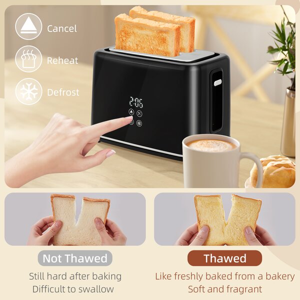 HOMCOM Kettle and Toaster Set, 1.5L 3000W Fast Boil Kettle with 7 Level Browning Controls, Defrost, Reheat and Crumb Tray, Black Aosom UK