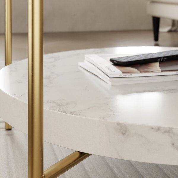 Noelle Coffee Table, Gold Effect and Faux Marble