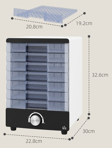 HOMCOM Seven Tray, 40-70°C Food Dehydrator - White
