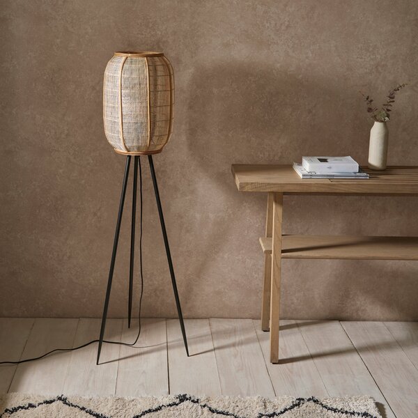 Vogue Zen Linen and Bamboo Floor Lamp