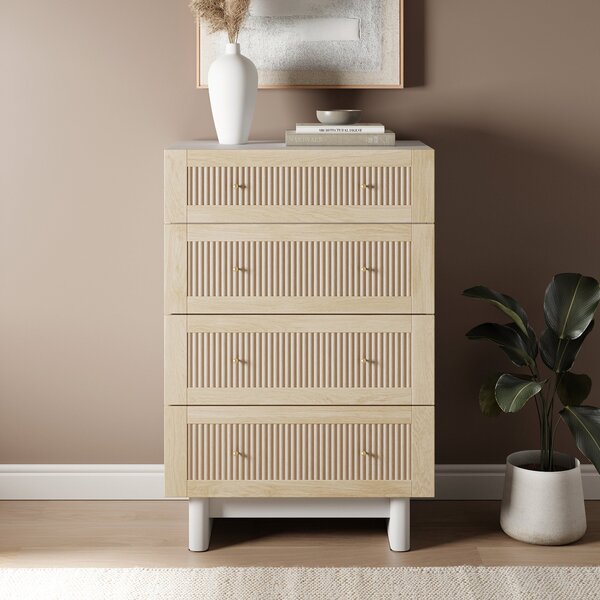 Maeva 4 Drawer Chest, Light Oak Effect Light Oak