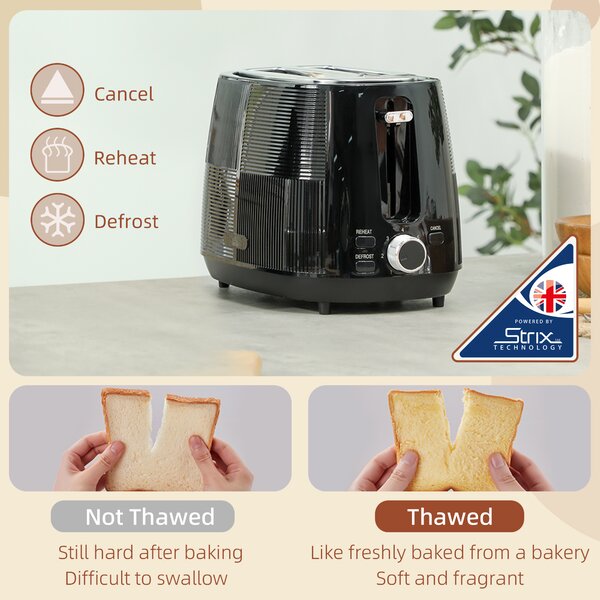 HOMCOM Kettle and Toaster Set, 1.7L 3000W Fast Boil Kettle & 2 Slice Toaster Kitchen Set with Browning Controls, Boil-dry Protection, Black