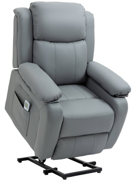 HOMCOM Electric Power Lift Recliner Chair Vibration Massage Reclining Chair with Remote Control and Side Pocket, Grey