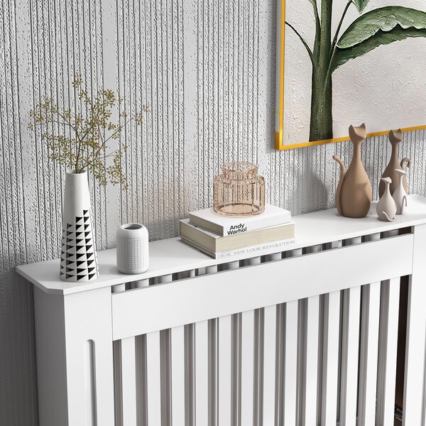 HOMCOM Modern Minimalist Radiator Cover, MDF Construction, Contemporary Design, 112x81x19cm, Pure White Aosom UK