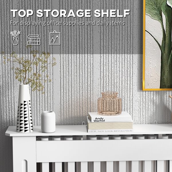 HOMCOM Modern Minimalist Radiator Cover, MDF Construction, Contemporary Design, 112x81x19cm, Pure White Aosom UK