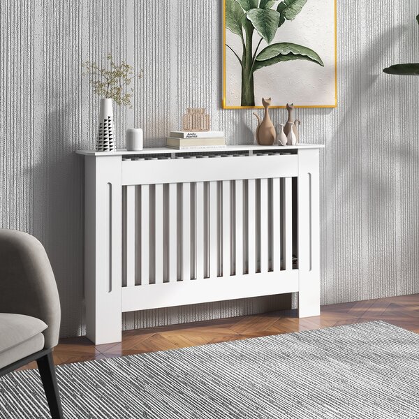 HOMCOM Modern Minimalist Radiator Cover, MDF Construction, Contemporary Design, 112x81x19cm, Pure White Aosom UK