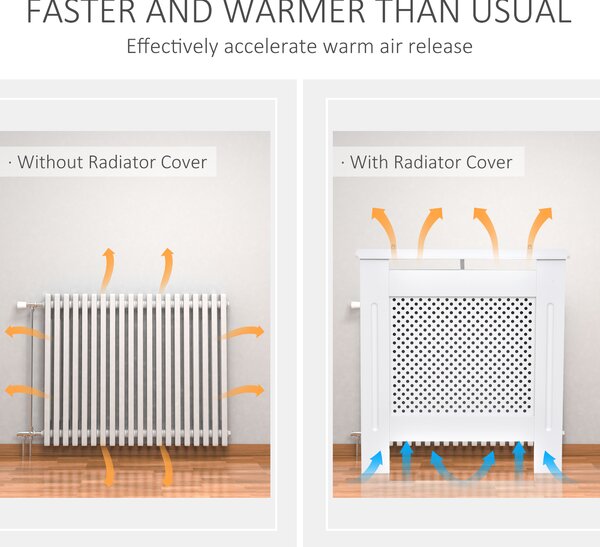 HOMCOM Modern Radiator Cover, Wooden Heating Cabinet, Grill Style Diamond Design, Painted White, Small Aosom UK