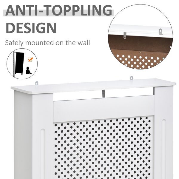 HOMCOM Modern Radiator Cover, Wooden Heating Cabinet, Grill Style Diamond Design, Painted White, Small Aosom UK