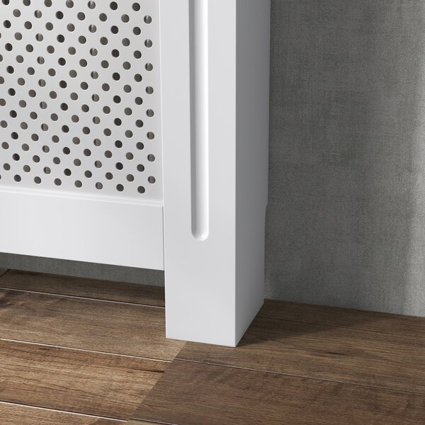 HOMCOM Modern Radiator Cover, Wooden Heating Cabinet, Grill Style Diamond Design, Painted White, Small Aosom UK