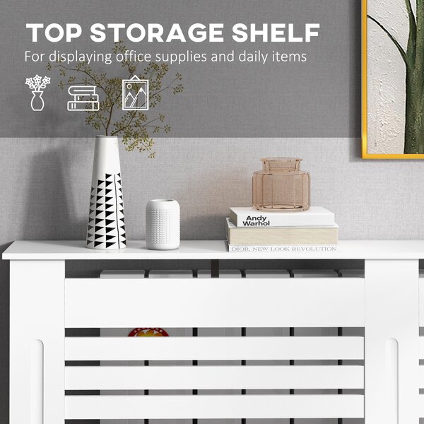 HOMCOM 152Lx19Wx81H cm MDF Radiator Cover-White