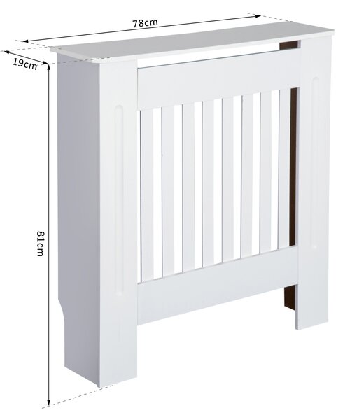 HOMCOM Vertical Slatted Radiator Cover, MDF Wooden Cabinet for Home Office, 78L x 19W x 81H cm, White Aosom UK