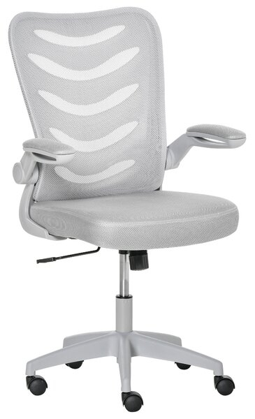 Vinsetto Mesh Office Chair for Home Swivel Task Desk Chair with Lumbar Back Support, Flip-Up Arm, Adjustable Height, Grey
