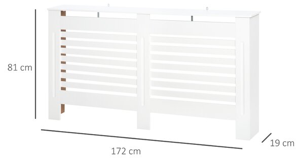 HOMCOM MDF White Painted Radiator Cover Slatted Cabinet Shelving Display Horizontal Style Modern Piece 172L x 19W x 81H cm