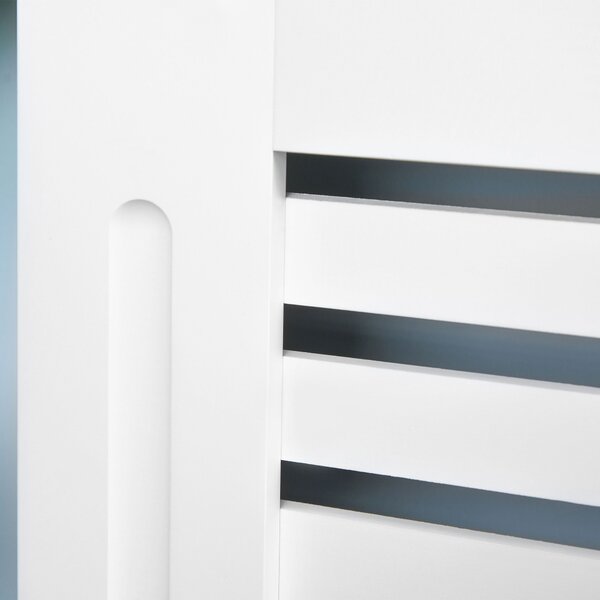 HOMCOM MDF White Painted Radiator Cover Slatted Cabinet Shelving Display Horizontal Style Modern Piece 172L x 19W x 81H cm